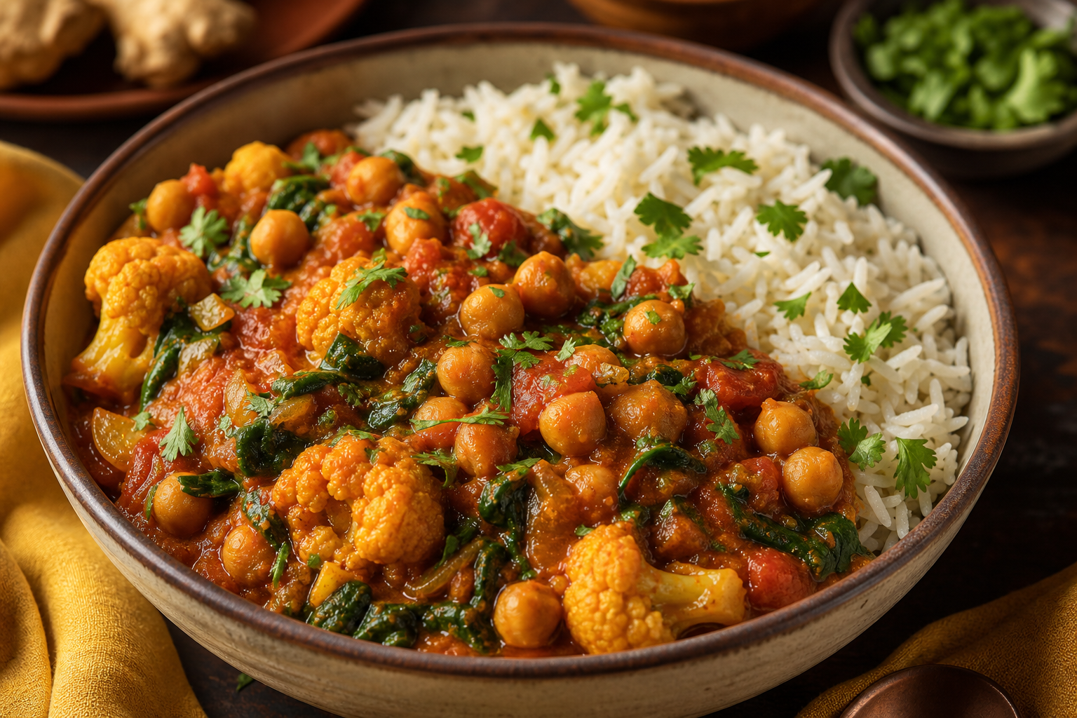 Vegetarian Indian fusion curry bowl