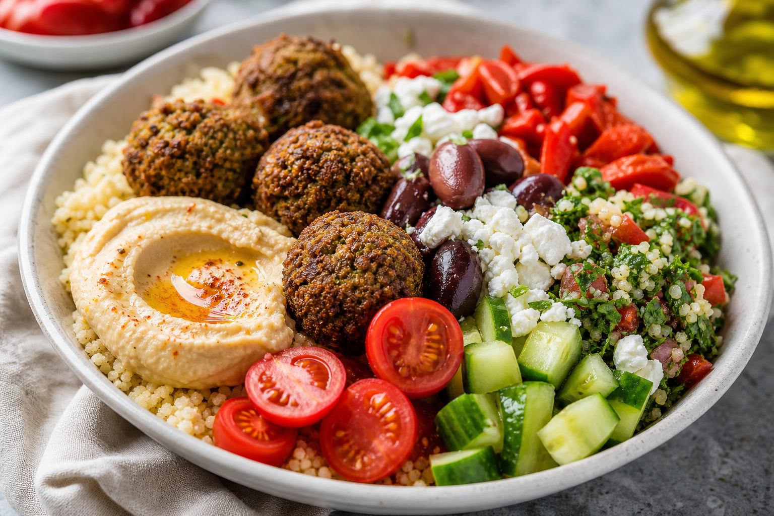 Mediterranean healthy meal bowl
