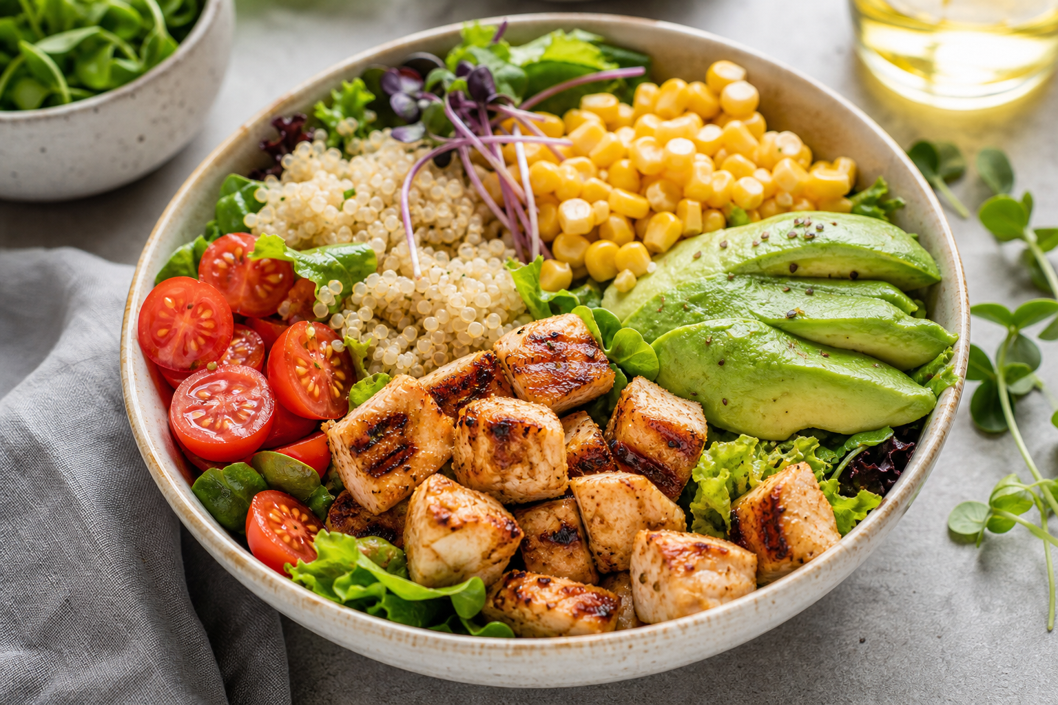 High-protein chicken power bowl