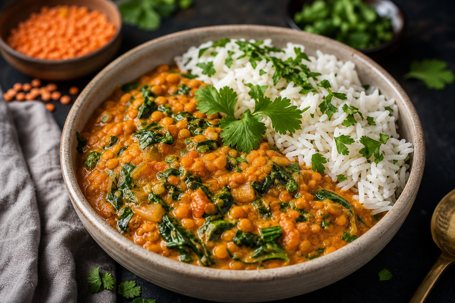 Vegan red lentil coconut curry