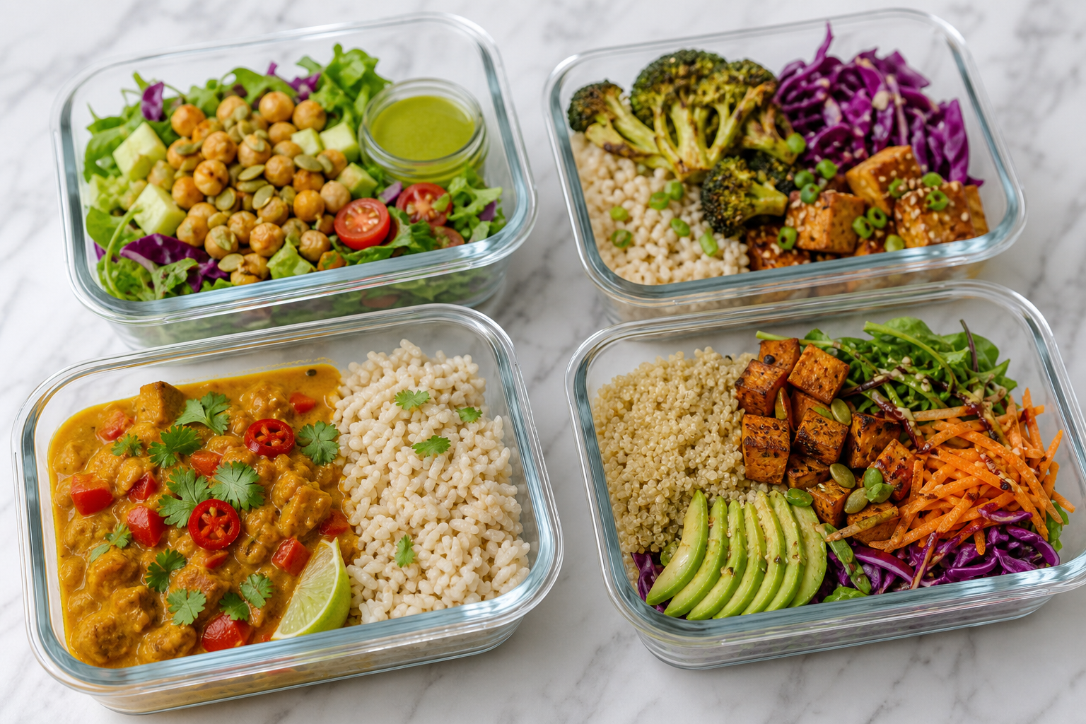 Weekly vegan plant-based meal prep